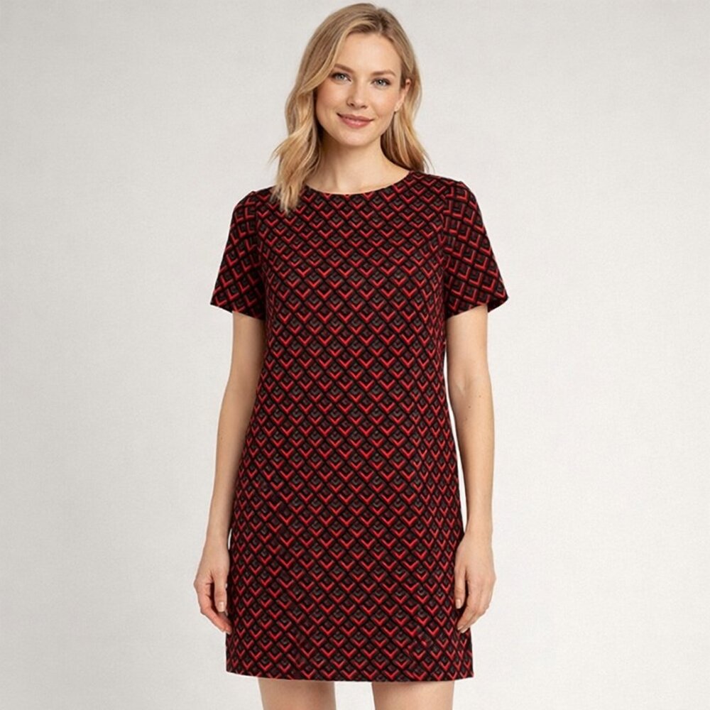 LOFT Red and Black Mini Dress